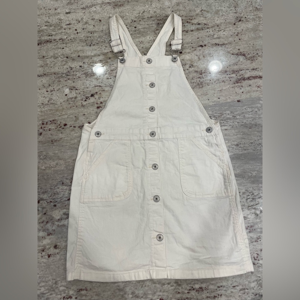 Girls OshKosh White Overall Dress.  NWOT.  Size 14.